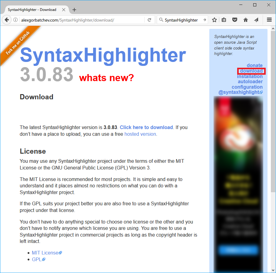 SyntaxHighliter提供サイト
